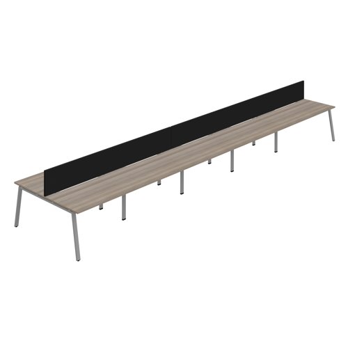 Synergy 10P Bench Desk 1600X800mm A-Frame Grey Oak/Silver Black Screen