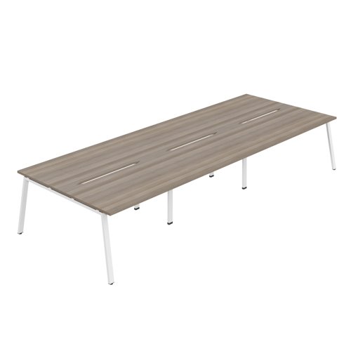 Synergy 6P Bench Desk 1600X800mm A-Frame Grey Oak/White