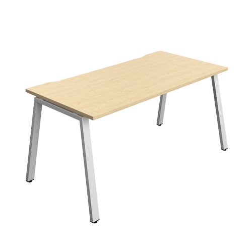 Synergy Bench with Cut Out: 1 Person (FSC) : A-Frame Leg : 1600 800 Maple/Silver
