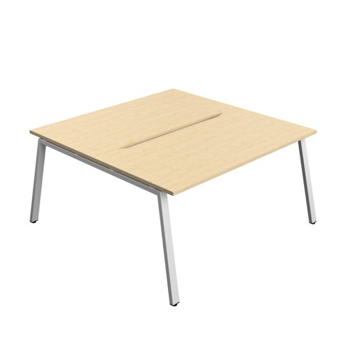Synergy Bench with Cut Out: 2 Person (FSC) : A-Frame Leg : 1600 800 Maple/Silver