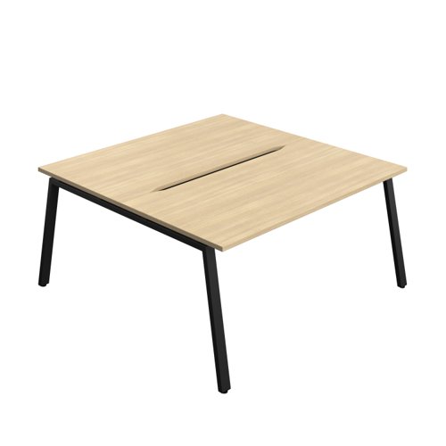 Synergy Bench with Cut Out: 2 Person (FSC) : A-Frame Leg : 1600 800 Nova Oak/Black
