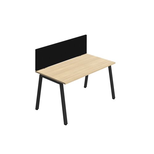 Synergy 1SP Bench Desk 1600X800mm A-Frame Nova Oak/Black Black Screen