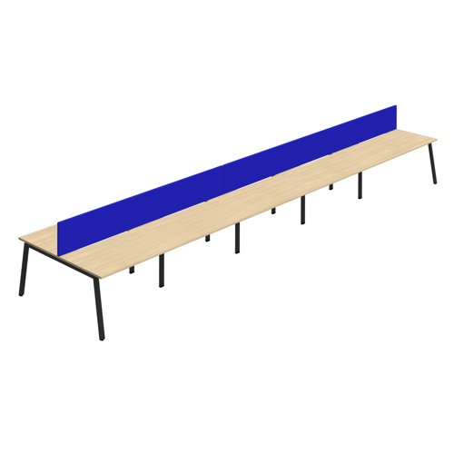 Synergy 10P Bench Desk 1600X800mm A-Frame Nova Oak/Black Royal Blue Screen