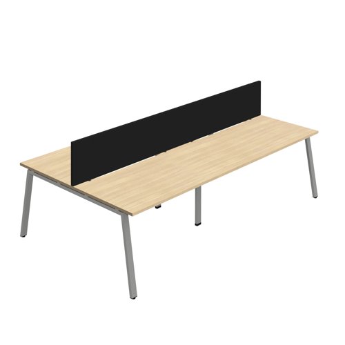 Synergy 4P Bench Desk 1600X800mm A-Frame Nova Oak/Silver Black Screen