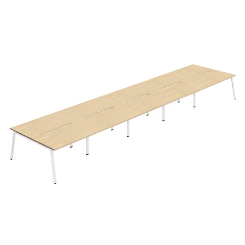 Synergy 10P Bench Desk 1600X800mm A-Frame Nova Oak/White