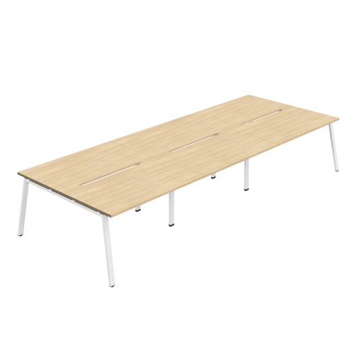Synergy 6P Bench Desk 1600X800mm A-Frame Nova Oak/White