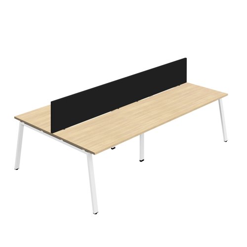 Synergy 4P Bench Desk 1600X800mm A-Frame Nova Oak/White Black Screen