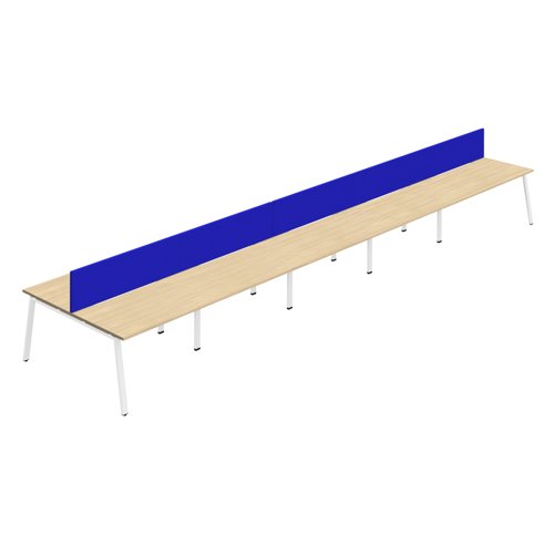 Synergy 10P Bench Desk 1600X800mm A-Frame Nova Oak/White Royal Blue Screen