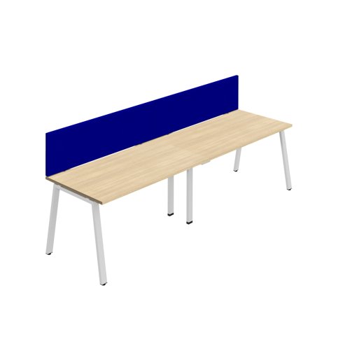 Synergy 2SP Bench Desk 1600X800mm A-Frame Nova Oak/White Royal Blue Screen
