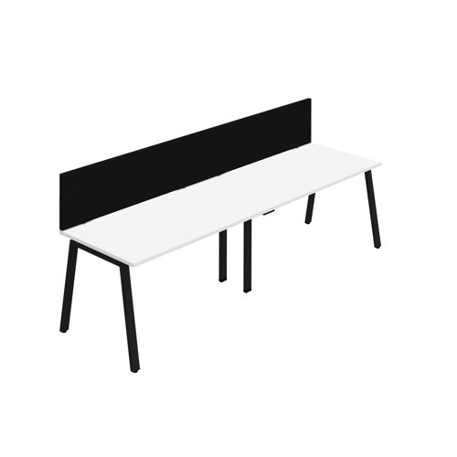Synergy 2SP Bench Desk 1600X800mm A-Frame White/Black Black Screen