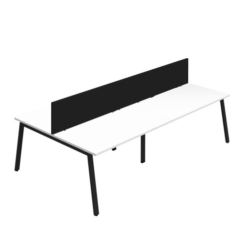 Synergy 4P Bench Desk 1600X800mm A-Frame White/Black Black Screen