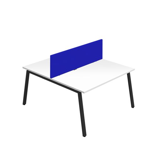 Synergy 2P Bench Desk 1600X800mm A-Frame White/Black Royal Blue Screen