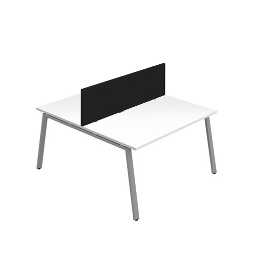 Synergy 2P Bench Desk 1600X800mm A-Frame White/Silver Black Screen