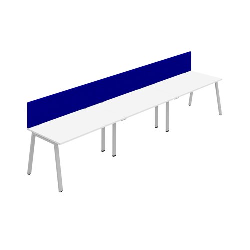 Synergy 3SP Bench Desk 1600X800mm A-Frame White/Silver Royal Blue Screen