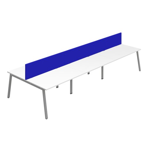 Synergy 6P Bench Desk 1600X800mm A-Frame White/Silver Royal Blue Screen