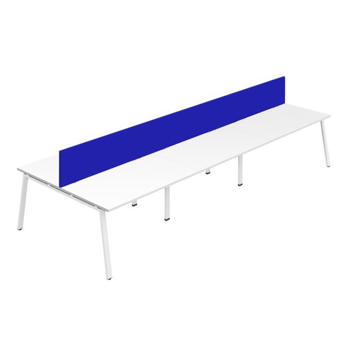 Synergy 6P Bench Desk 1600X800mm A-Frame White/White Royal Blue Screen