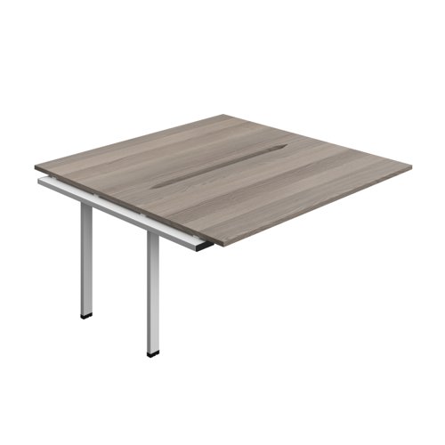 Synergy Bench Extension with Cut Out: 2 Person (FSC) : 1600 800 Grey Oak/Silver