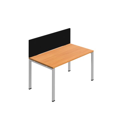 Synergy 1SP Bench Desk 1600X800mm GoalPost Beech/Silver Black Screen