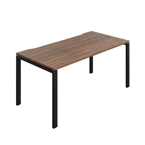 Synergy Bench with Cut Out: 1 Person (FSC) : Goal Post Leg : 1600 800 Dark Walnut/Black