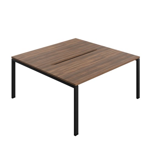 Synergy Bench with Cut Out: 2 Person (FSC) : Goal Post Leg : 1600 800 Dark Walnut/Black