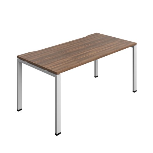 Synergy Bench with Cut Out: 1 Person (FSC) : Goal Post Leg : 1600 800 Dark Walnut/Silver