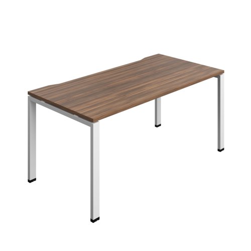 Synergy Bench with Cut Out: 1 Person (FSC) : Goal Post Leg : 1600 800 Dark Walnut/White