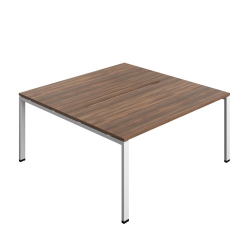 Synergy Bench with Cut Out: 2 Person (FSC) : Goal Post Leg : 1600 800 Dark Walnut/White