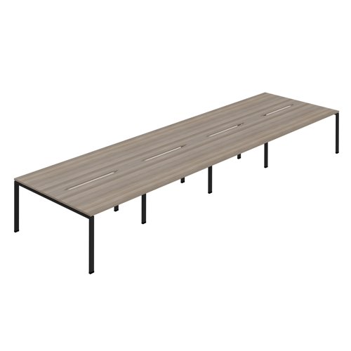 Synergy 8P Bench Desk 1600X800mm GoalPost Grey Oak/Black