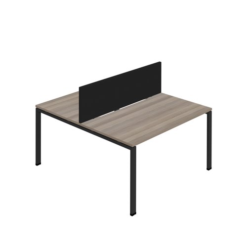 Synergy 2P Bench Desk 1600X800mm GoalPost Grey Oak/Black Black Screen