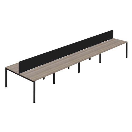 Synergy 8P Bench Desk 1600X800mm GoalPost Grey Oak/Black Black Screen