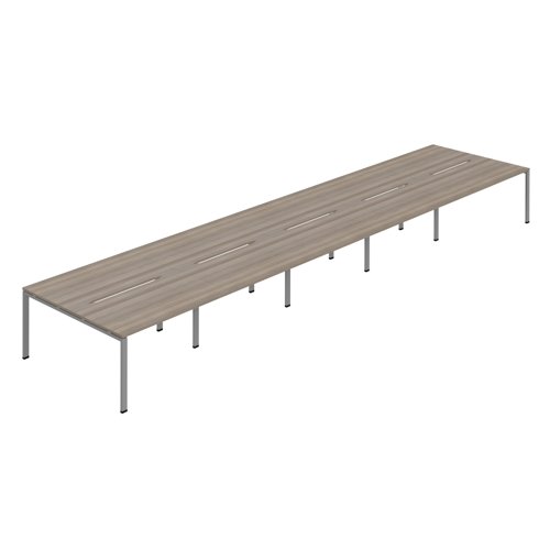 Synergy 10P Bench Desk 1600X800mm GoalPost Grey Oak/Silver