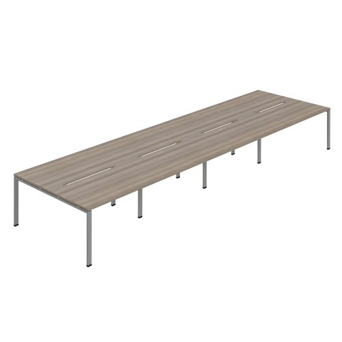Synergy 8P Bench Desk 1600X800mm GoalPost Grey Oak/Silver