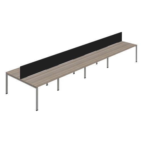 Synergy 8P Bench Desk 1600X800mm GoalPost Grey Oak/Silver Black Screen