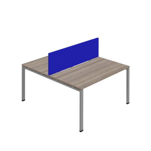 Synergy 2P Bench Desk 1600X800mm GoalPost Grey Oak/Silver Royal Blue Screen