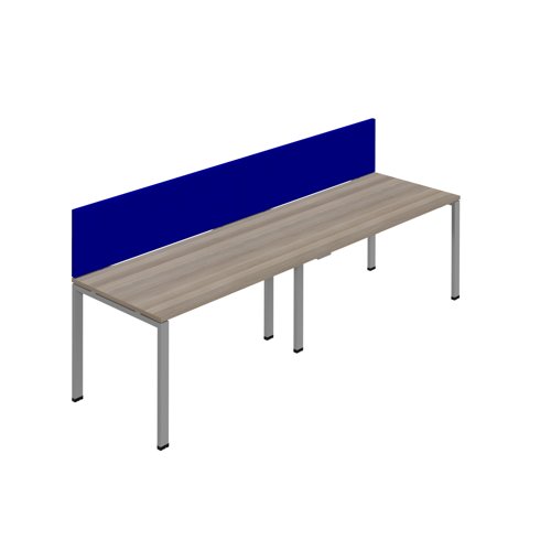 Synergy 2SP Bench Desk 1600X800mm GoalPost Grey Oak/Silver Royal Blue Screen