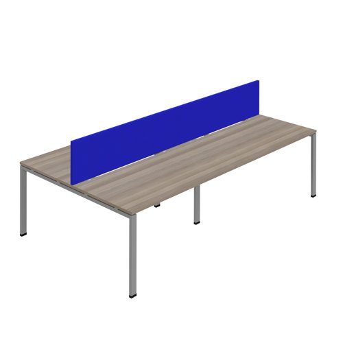 Synergy 4P Bench Desk 1600X800mm GoalPost Grey Oak/Silver Royal Blue Screen
