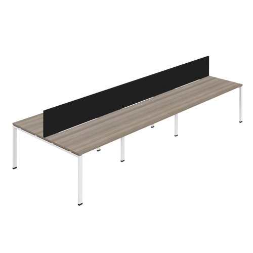 Synergy 6P Bench Desk 1600X800mm GoalPost Grey Oak/White Black Screen