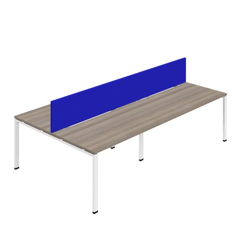 Synergy 4P Bench Desk 1600X800mm GoalPost Grey Oak/White Royal Blue Screen