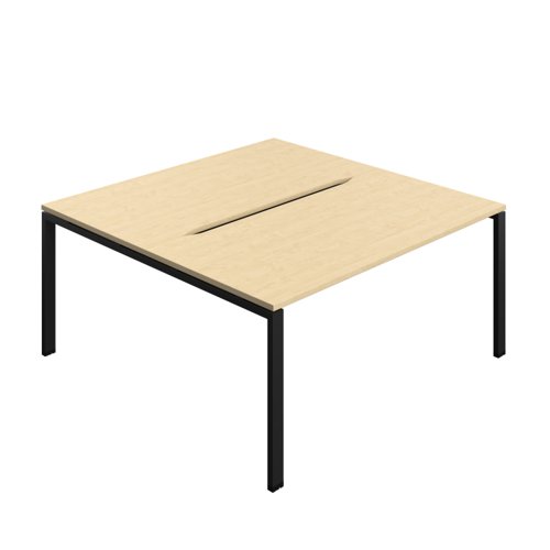 Synergy Bench with Cut Out: 2 Person (FSC) : Goal Post Leg : 1600 800 Maple/Black