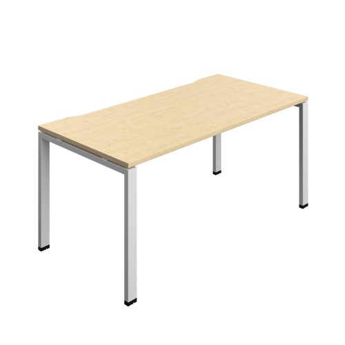 Synergy Bench with Cut Out: 1 Person (FSC) : Goal Post Leg : 1600 800 Maple/Silver