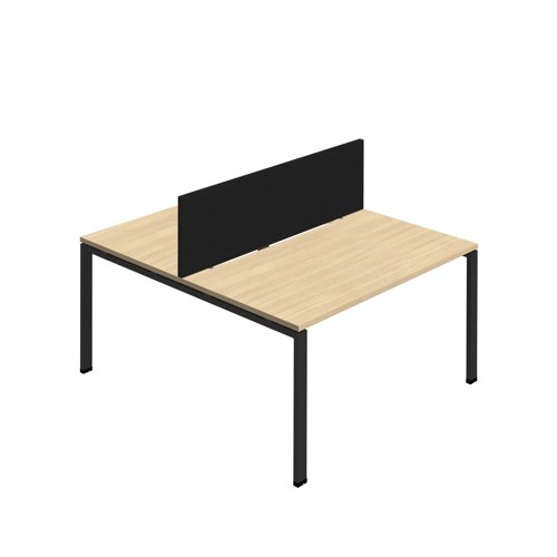 Synergy 2P Bench Desk 1600X800mm GoalPost Nova Oak/Black Black Screen