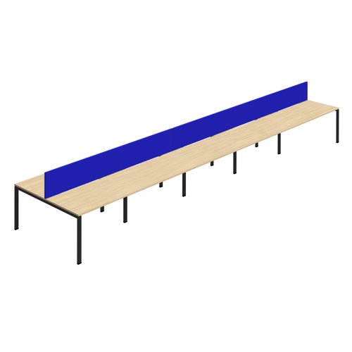 Synergy 10P Bench Desk 1600X800mm GoalPost Nova Oak/Black Royal Blue Screen
