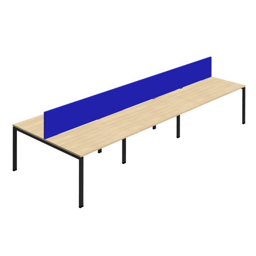 Synergy 6P Bench Desk 1600X800mm GoalPost Nova Oak/Black Royal Blue Screen