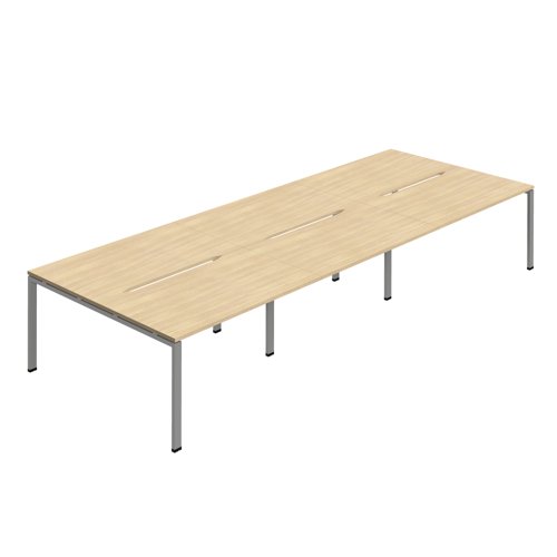Synergy 6P Bench Desk 1600X800mm GoalPost Nova Oak/Silver