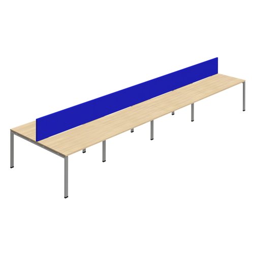 Synergy 8P Bench Desk 1600X800mm GoalPost Nova Oak/Silver Royal Blue Screen
