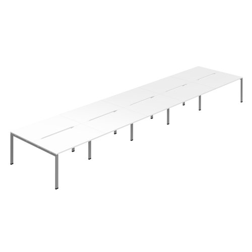 Synergy 10P Bench Desk 1600X800mm GoalPost White/Silver