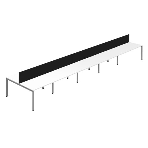 Synergy 10P Bench Desk 1600X800mm GoalPost White/Silver Black Screen
