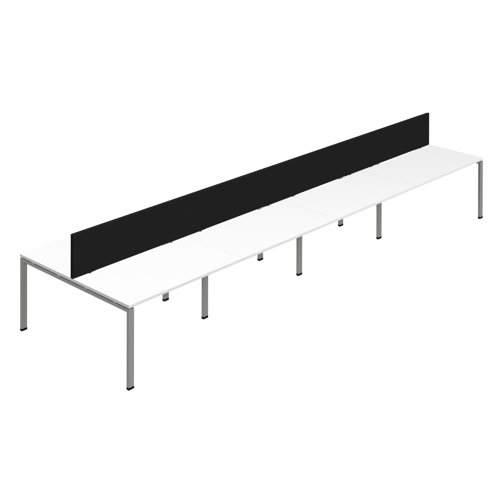 Synergy 8P Bench Desk 1600X800mm GoalPost White/Silver Black Screen