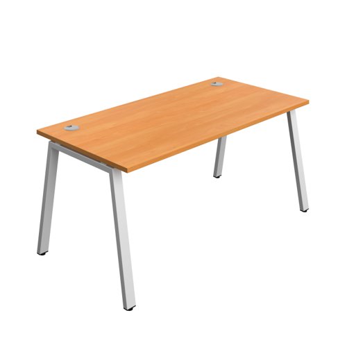 Synergy Bench with Cable Ports: 1 Person (FSC) : A-Frame Leg : 1600 800 Beech/Silver