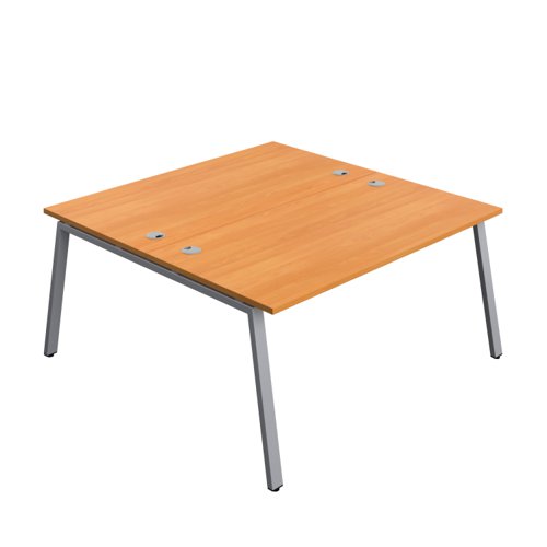 Synergy Bench with Cable Ports: 2 Person (FSC) : A-Frame Leg : 1600 800 Beech/Silver